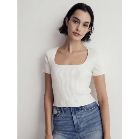 Madewell Tops - Madewell Ribbed Square Neck Cropped Tee - Women's Medium
